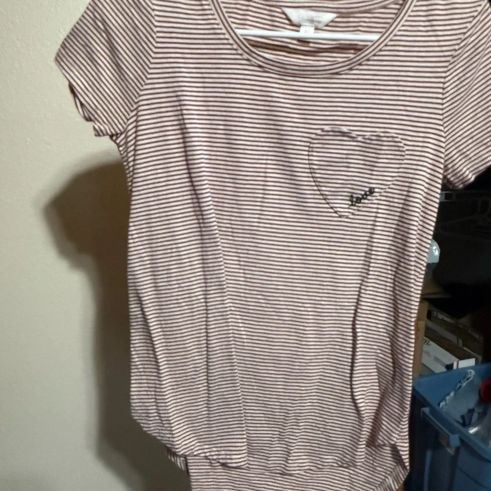 LC‎ Lauren Conrad Burgundy and Cream Striped Top
